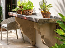 Ancient 16th century Italian Renaissance era marble inlayed sink restored to its former glory by our uniquely talented artisans. Classic Italian foliage and vine motifs hanging on a twig shown on face side and topical surface